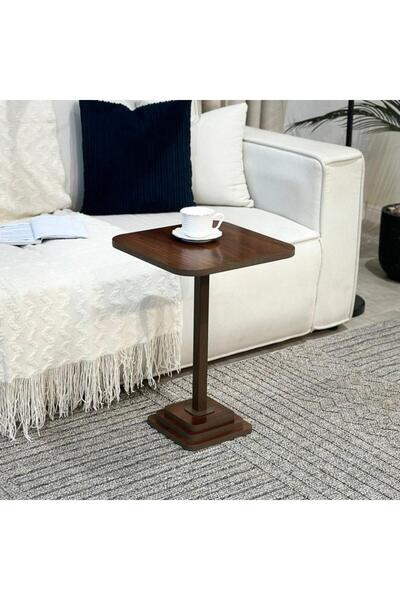 terndat Single square serving table with brown wood top