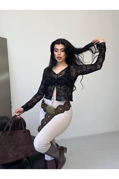 DİMA FASHİON V YAKA TÜL HIRKA