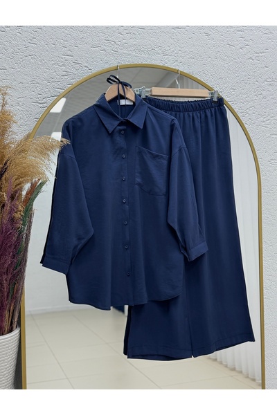 MİHRA STORE Seronia Single Pocket Casual Suit-As476 Navy Blue