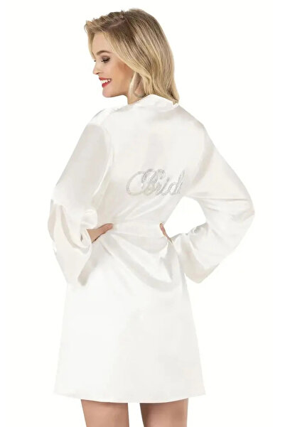 Redsaks رداء العروس من الساتان المرصع بالأحجار، كيمونو العروس