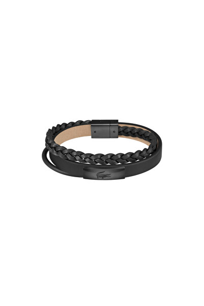 Lacoste سوار فيوجن الجلدي - 2040318-أسود