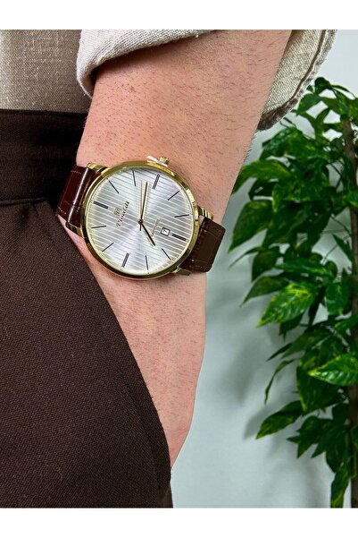 Arvens Vintage White Dial Brown Men's Wristwatch Stainless Leather Band Sturd...