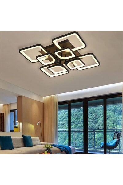 proled Slim Square LED Chandelier, 216W, 8 Arms, Remote Control and Adjustabl...