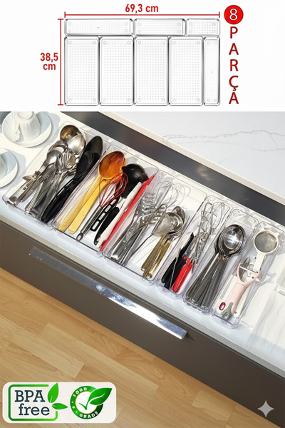 FIDUCIA Σετ 8 τεμαχίων αρθρωτών κουταλιών - Διαφανή ξύλινα κουτάλια και σκεύη...