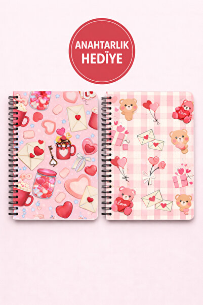 Panda A5 Spiralli Karton Kapak 2’li Set Kareli Okul Defteri 80 Yaprak, Ayıcık...