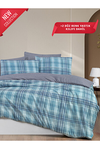 MYSTORY HOME COLLECTION 4 Yastıklı Çift Kişilik Nevresim Takımı Ekose