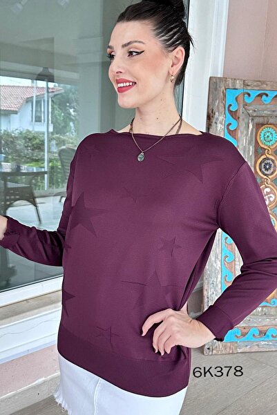 İnce Topuk Star Printed Mercerized Knitwear Blouse 6K378