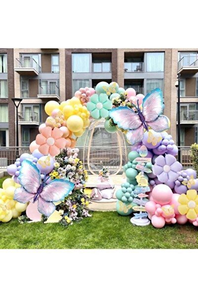 Generic Butterfly and Daisy Flower Balloon Arch Garland Kit 135 Pcs Lilac Gre...