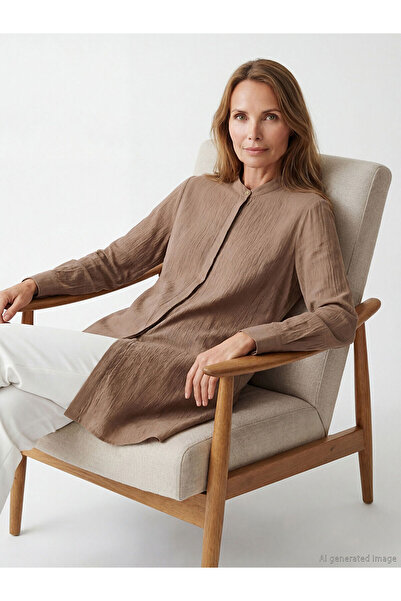 LC Waikiki Peak New Season Hakim Collar Textured Women's Shirt Tunic