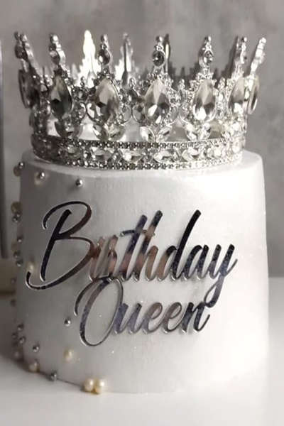 Ege Concept Life 10-Piece Silver Plexi Birthday Queen Written Cake Gift Decor...