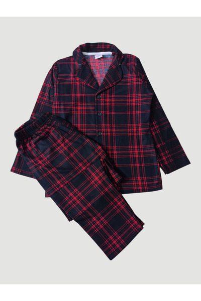 zahider Αγορίστικο βαμβακερό καρό σετ πιτζάμες από σουέτ με κουμπιά στο πάνω ...