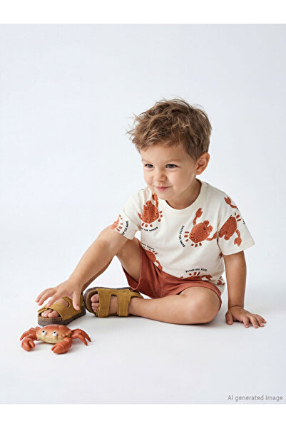 LC Waikiki Selections I Zero Roba Collar Baby Boy T-Shirt and Shorts from Fre...