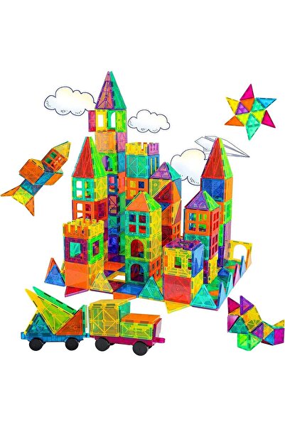 Arabest ١٠٥ قطعة من بلاط البناء المغناطيسي الشفاف ثلاثي الأبعاد، لوحات لعب بن...