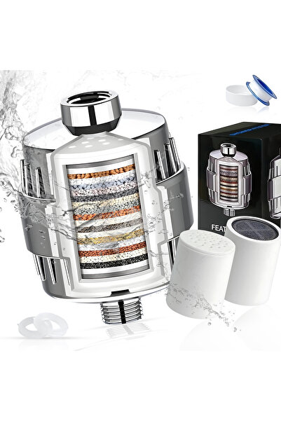 ABJ 25-stage shower filter removes chlorine & fluoride, softens hard water, c...