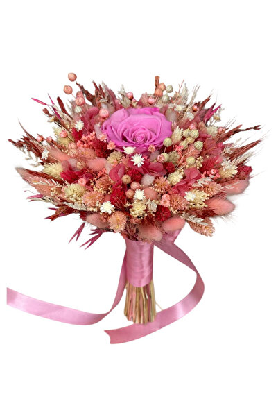 Eventissimi Buchet roz intens personalizabil cu trandafiri criogenati și flor...