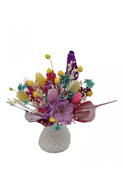 Eventissimi Aranjament floral, 15 cm, plante criogenate & uscate, vas ceramic...