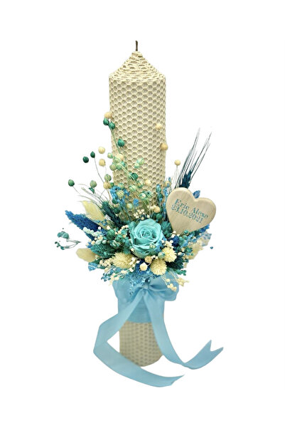 Eventissimi Lumânare cununie/botez – 42 cm, ceară naturală tip fagure, decor:...