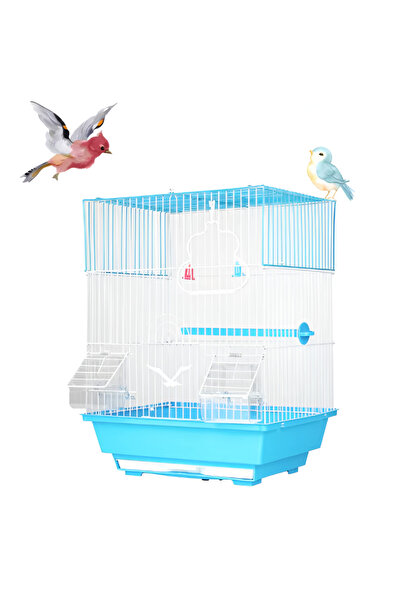 GÖKMER PET Kuş Kafesi Metal GOKMER A105 30x23x38 cm – Çift Kapılı, Çift Yemli...