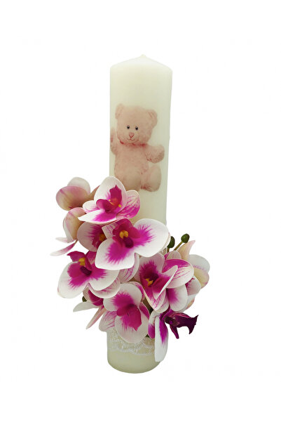 Eventissimi Λαμπάδα γάμου/βάπτισης – 30 cm, φυσικό κερί, ροζ