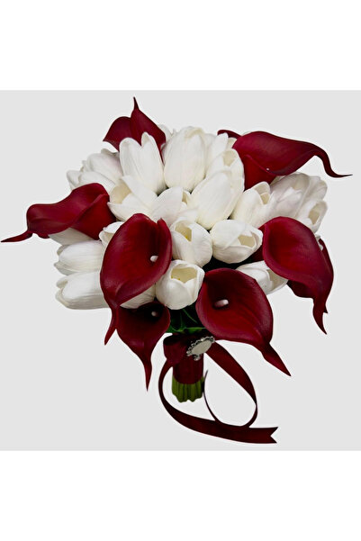 Eventissimi Elegant bouquet with white tulips and burgundy calla lilies