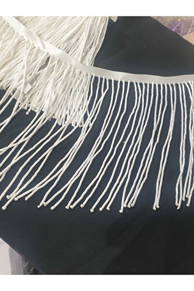 ESRA ŞELEM Ciucure decorativ cu mărgele albe, cu franjuri și mărgele, accesor...