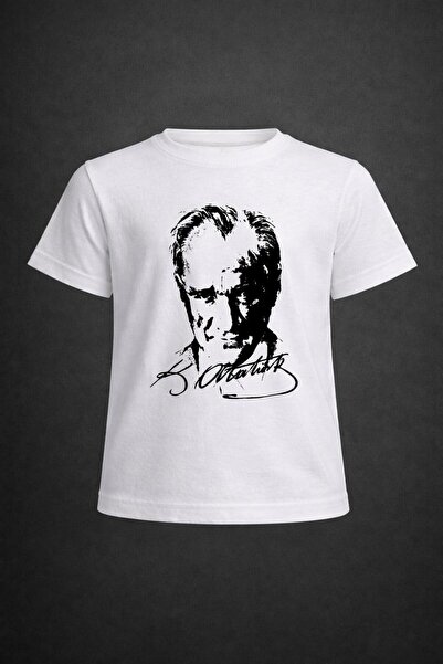 Dıgıl Kids Children's Ataturk Printed T-Shirt Short Sleeve Combed Cotton Red ...