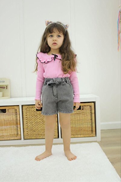 Asortix Set fustă pentru fetițe, bluză cu guler tip păpușă + fustă din denim,...