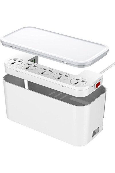 Arabest صندوق تخزين وتوصيل طاقة 2 في 1، مزود بـ 5 منافذ كهربائية عالمية، لحما...