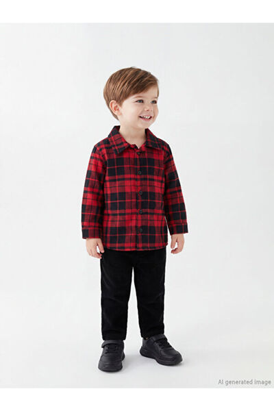 LC Waikiki Checkered Embroidered Baby Boy Shirt and Pants for Style Seekers f...
