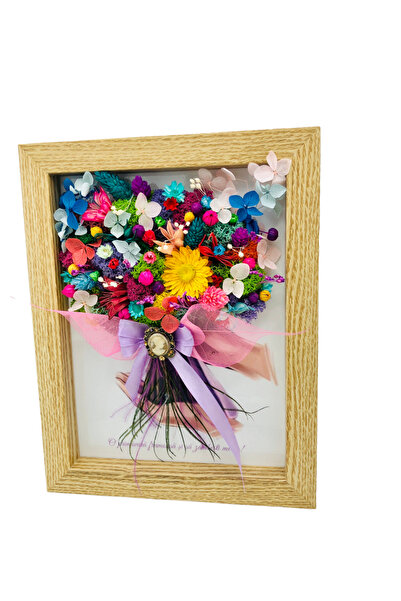 Eventissimi Buchet in rama din licheni si plante criogenate 19x24 cm multicolor