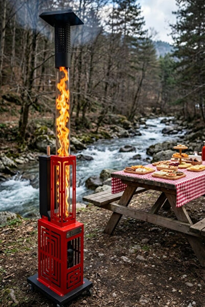 DT DEFNE TASARIM Pelet Soba Roket Pelet Sobası Kasalı Muhafazalı Tekerlekli P...