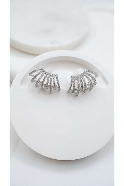 Jerie Zircon Stone Fan Design Earrings