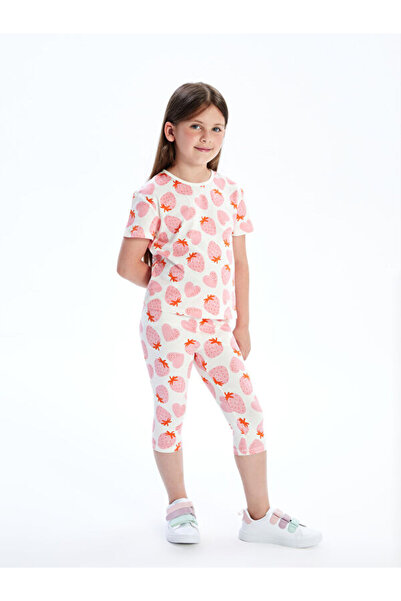 LC Waikiki Sparkling Choices Strawberry Print Girls' 3/4 Leggings from Shinin...