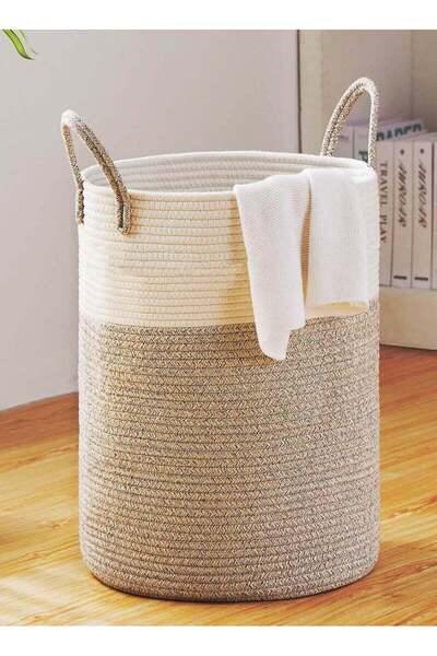 Arabest سلة تخزين سعة 58 لتر بمقبض، للملابس المتسخة في غرفة المعيشة والحمام و...