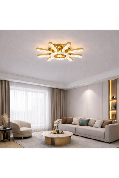 proled LED Chandelier 120W ACR-8091 Gold, Crystal Star Design, Adjustable Lig...