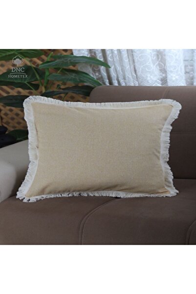 DNC HOMETEX Premium Yellow Linen Tasseled Throw Pillow Cover (43 43)