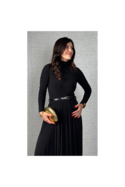 ZORM Modern Kadın Pileli Balıkçı Yaka Elbise