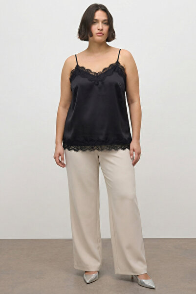 MYLİNE Lace Detailed Rope Strap Satin Blouse