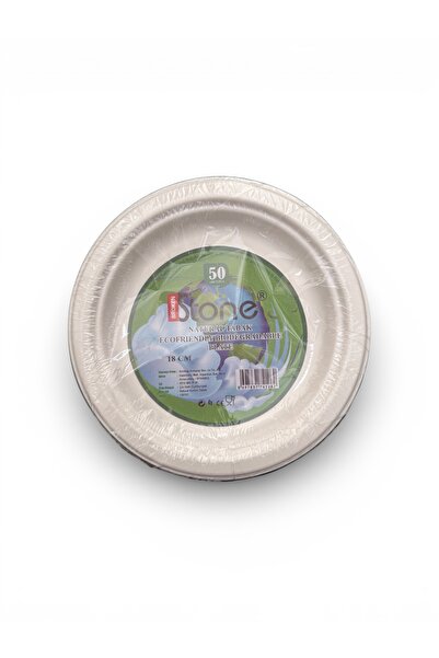 Stone Ekolojik Doğada Çözünür Tabak 50 Adet - 18 cm Doğal Karton Tabak Seti