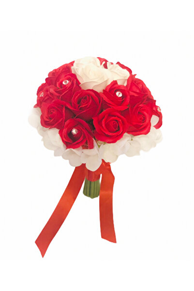 Eventissimi Buchet de Flori - 29 Trandafiri si 6 hortensii, Rosu/Alb