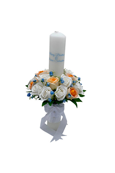 Eventissimi Λαμπάδα γάμου/βάπτισης – 40 cm, φυσικό κερί, διακόσμηση: λουλούδι...