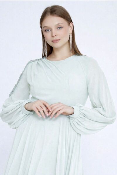 OEM Vefastyle See-line, midi dress, beads, mint