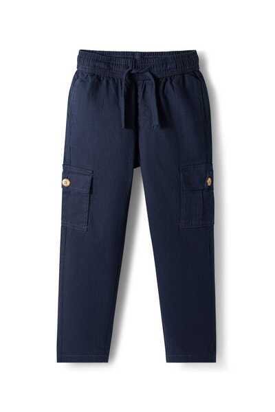 Pine kids Woven Full Length Solid colour Trouser - Navy Blue