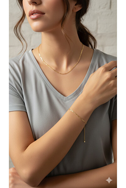 iz accessories 16 Minimalist Figaro Zincir Takı Seti - İnce Kolye ve Bileklik...