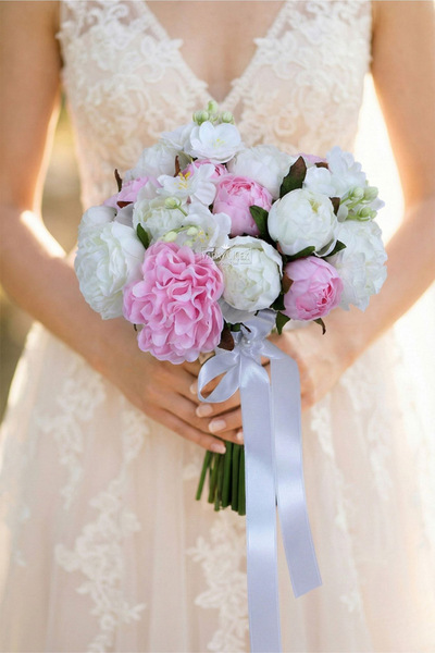 Yapay Çiçek Deposu Gönülçelen Peony Bridal Bouquet Set of 2