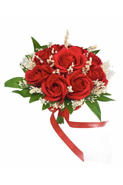 Eventissimi Buchet mic personalizabil cu trandafiri si floarea miresei (Rosu)