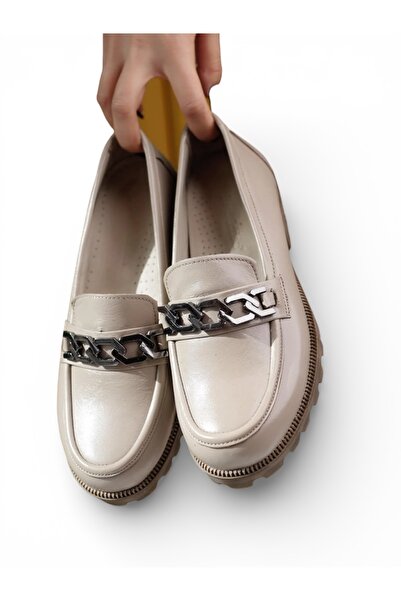 İYİSİNDEN SHOES حذاء كاجوال نسائي من الجلد الطبيعي باللون البيج