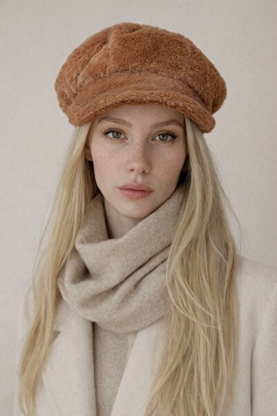 Şirin Giyim Aksesuar Beanie Hat Women's Soft Textured Plush - with Brim