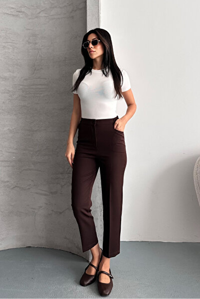 macharel jeans Women's Skinny Fit Seasonal Fabric Pants with Pockets