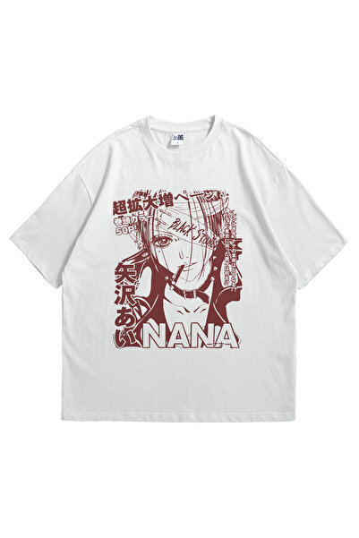 Scrovtie تي شيرت أبيض كبير الحجم للجنسين - تي شيرت نانا بلاك ستونز مطبوع عليه...